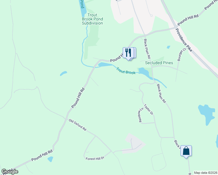 map of restaurants, bars, coffee shops, grocery stores, and more near 15 Hart Pond Drive in North Smithfield
