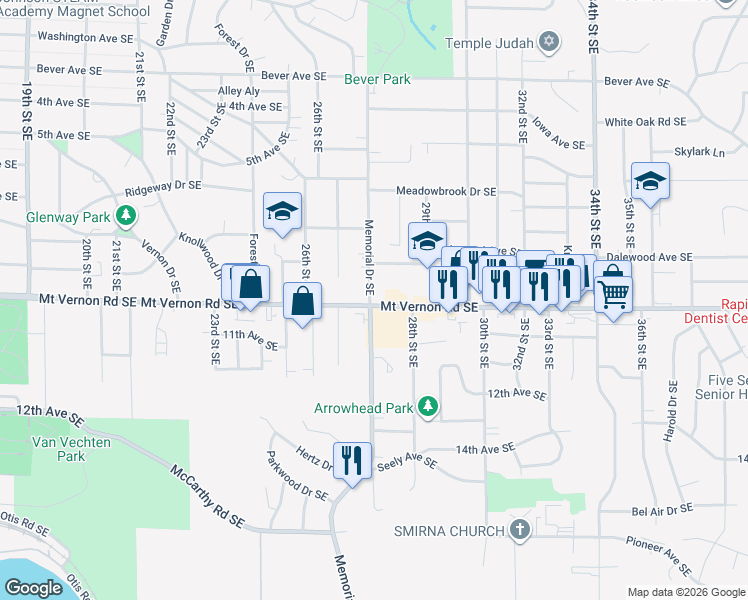 map of restaurants, bars, coffee shops, grocery stores, and more near in Cedar Rapids