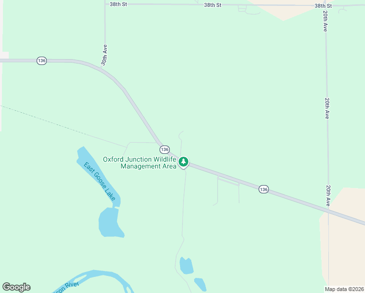 map of restaurants, bars, coffee shops, grocery stores, and more near 2658 Iowa 136 in Oxford Junction