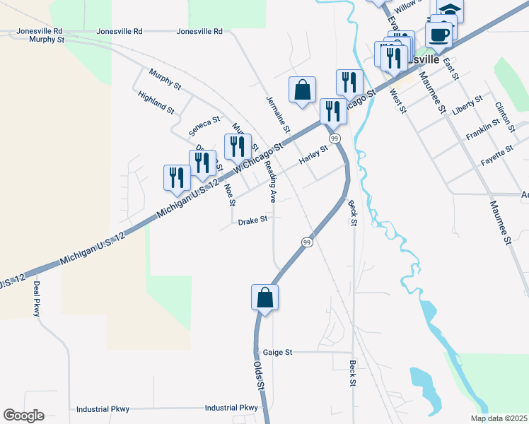 map of restaurants, bars, coffee shops, grocery stores, and more near 215 Reading Avenue in Jonesville