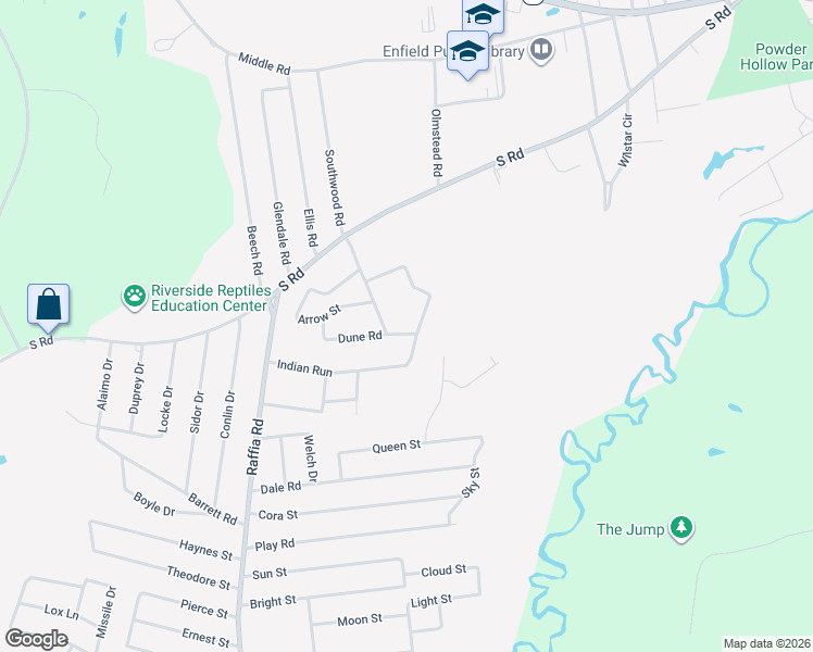 map of restaurants, bars, coffee shops, grocery stores, and more near 19 Dune Road in Enfield