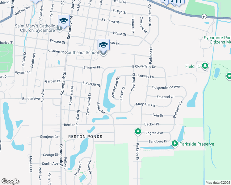 map of restaurants, bars, coffee shops, grocery stores, and more near 1032 Nottingham Road in Sycamore