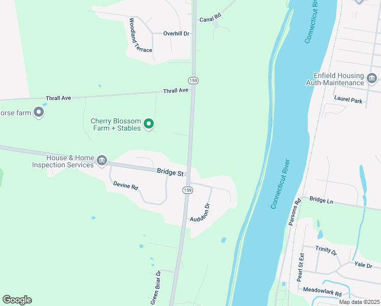 map of restaurants, bars, coffee shops, grocery stores, and more near 50 East Street North in Suffield