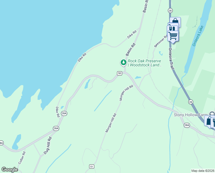 map of restaurants, bars, coffee shops, grocery stores, and more near 433 New York 28A in West Hurley