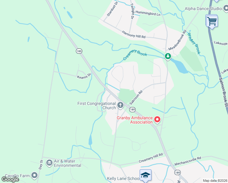 map of restaurants, bars, coffee shops, grocery stores, and more near 226 North Granby Road in Granby