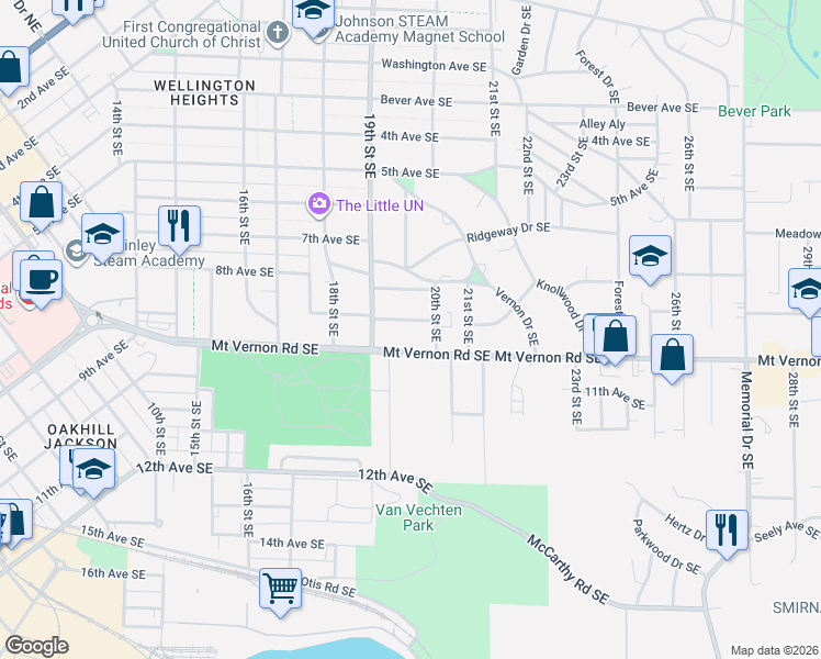 map of restaurants, bars, coffee shops, grocery stores, and more near 1946 Mount Vernon Road Southeast in Cedar Rapids