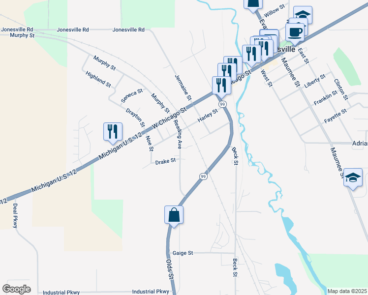 map of restaurants, bars, coffee shops, grocery stores, and more near 215 Reading Avenue in Jonesville