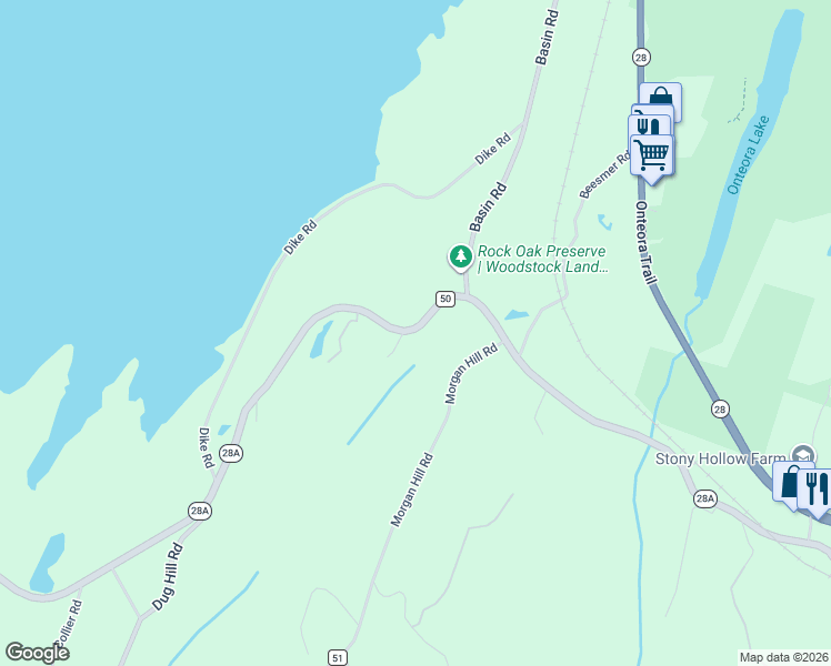 map of restaurants, bars, coffee shops, grocery stores, and more near 433 New York 28A in West Hurley