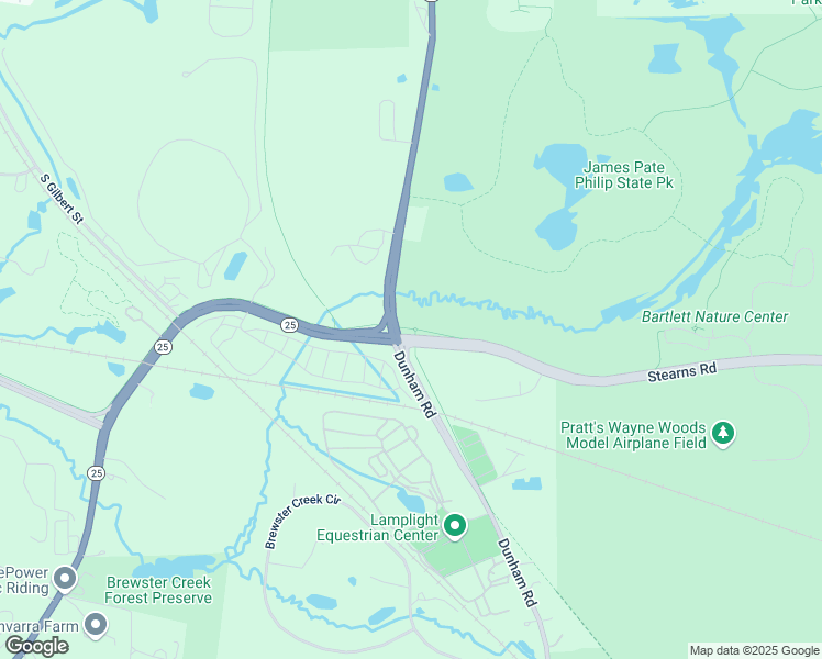 map of restaurants, bars, coffee shops, grocery stores, and more near Dunham Road in South Elgin