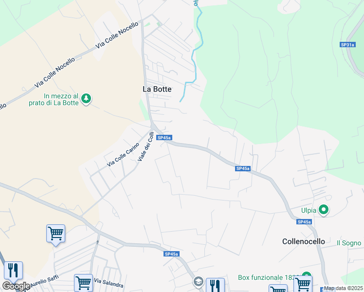 map of restaurants, bars, coffee shops, grocery stores, and more near 138 Via Colle Nocello in La Botte