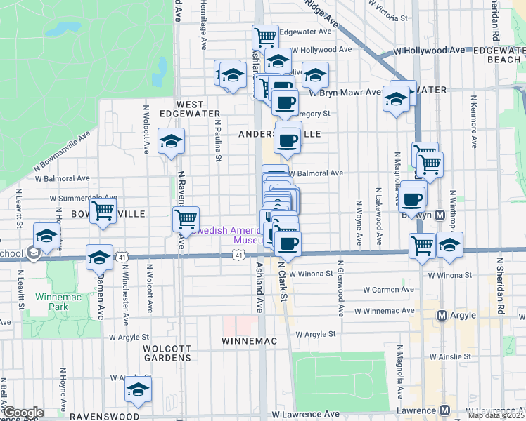 map of restaurants, bars, coffee shops, grocery stores, and more near in Chicago
