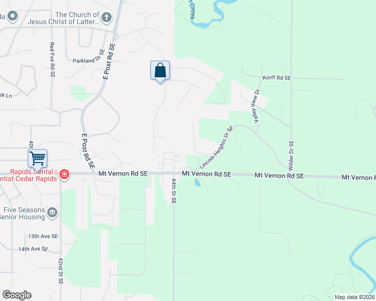 map of restaurants, bars, coffee shops, grocery stores, and more near 600-798 Eleanor Court Southeast in Cedar Rapids