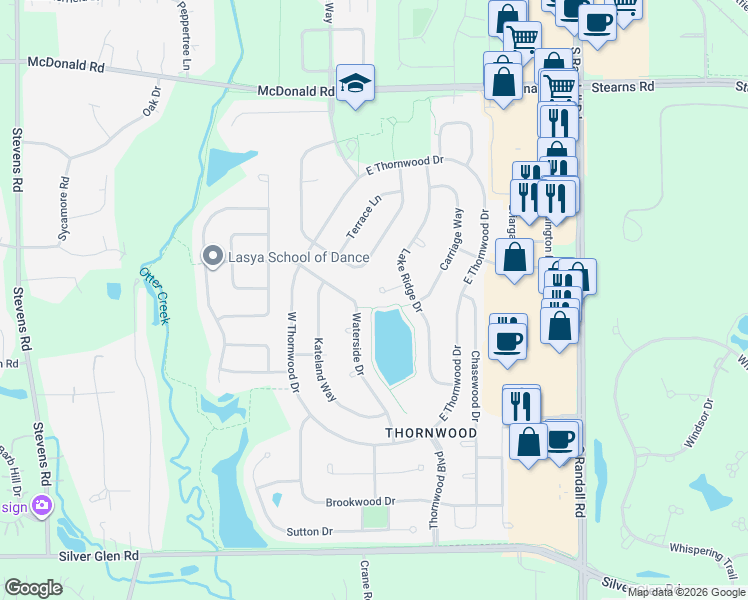 map of restaurants, bars, coffee shops, grocery stores, and more near 559 Cole Drive in South Elgin