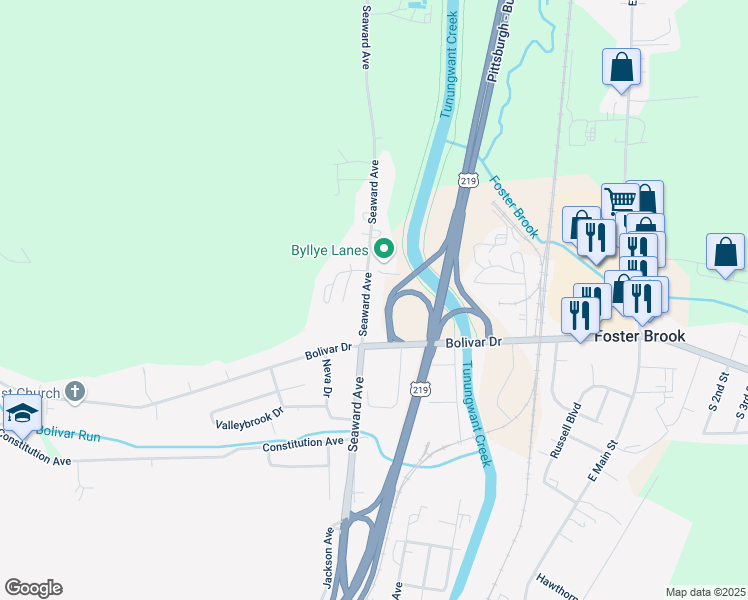 map of restaurants, bars, coffee shops, grocery stores, and more near 280 Seaward Avenue in Bradford