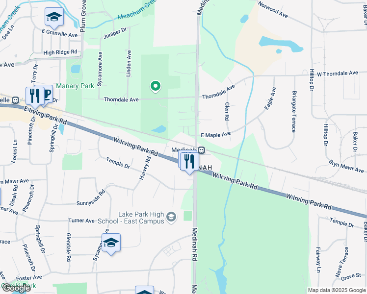 map of restaurants, bars, coffee shops, grocery stores, and more near 7N140 Medinah Road in Medinah