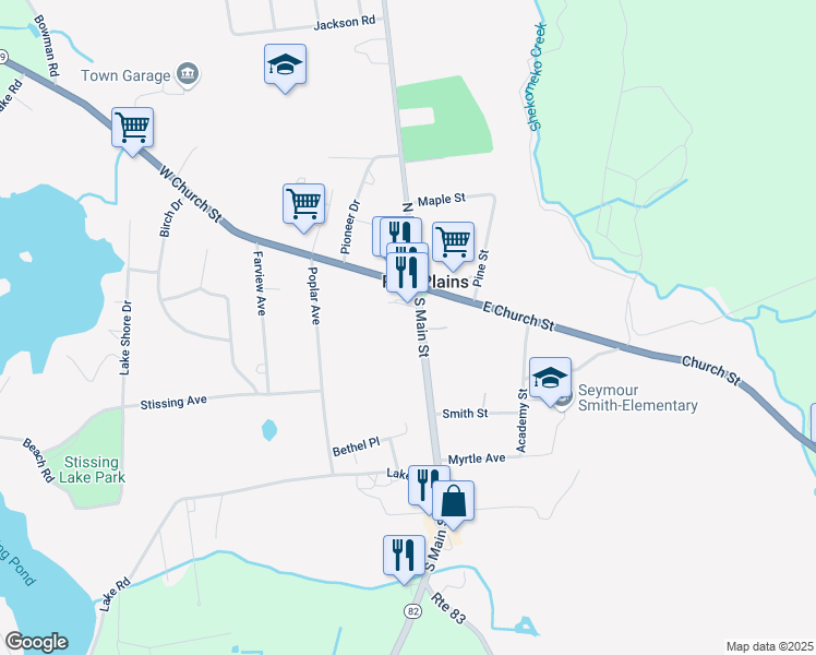 map of restaurants, bars, coffee shops, grocery stores, and more near 7798 South Main Street in Pine Plains