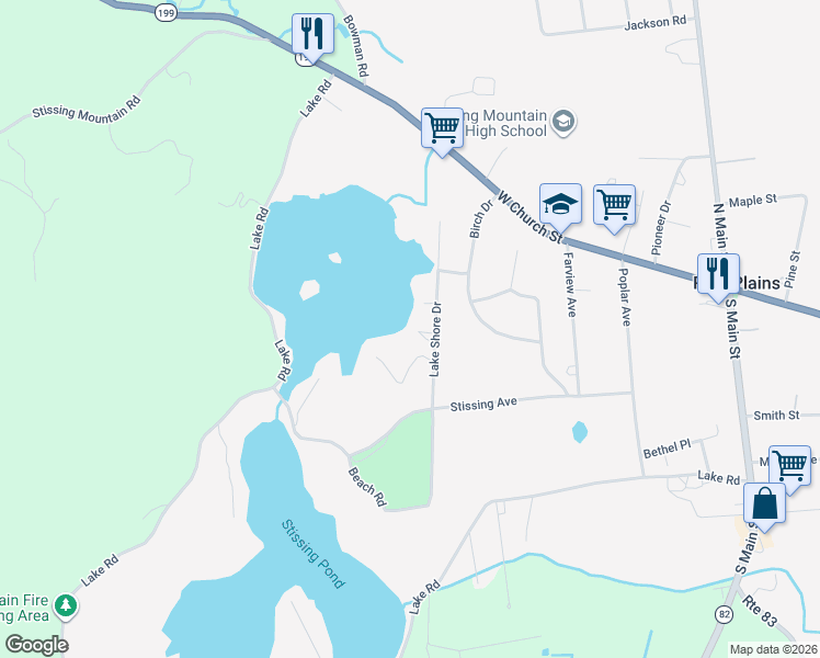 map of restaurants, bars, coffee shops, grocery stores, and more near 4 Cedar Road in Pine Plains
