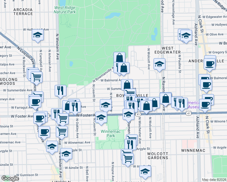 map of restaurants, bars, coffee shops, grocery stores, and more near in Chicago