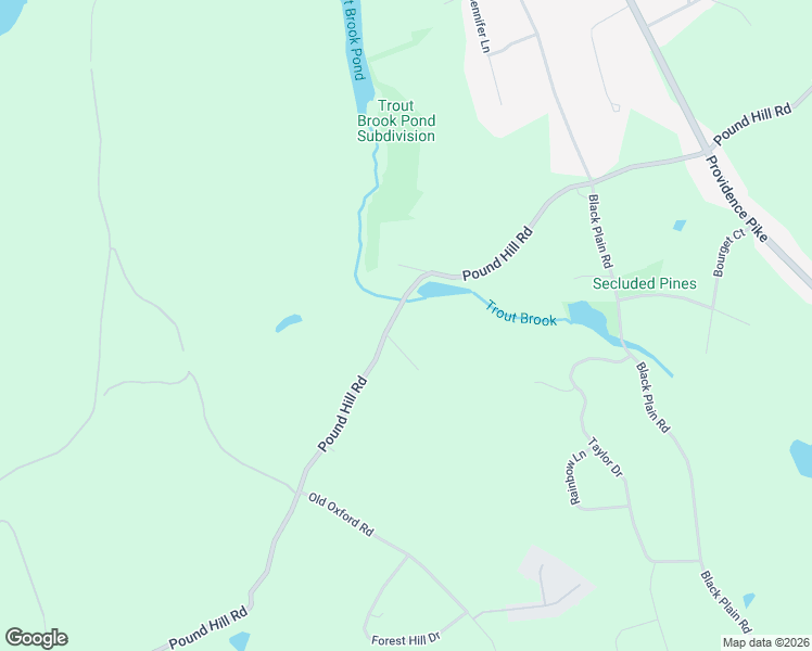 map of restaurants, bars, coffee shops, grocery stores, and more near 1270 Pound Hill Road in North Smithfield