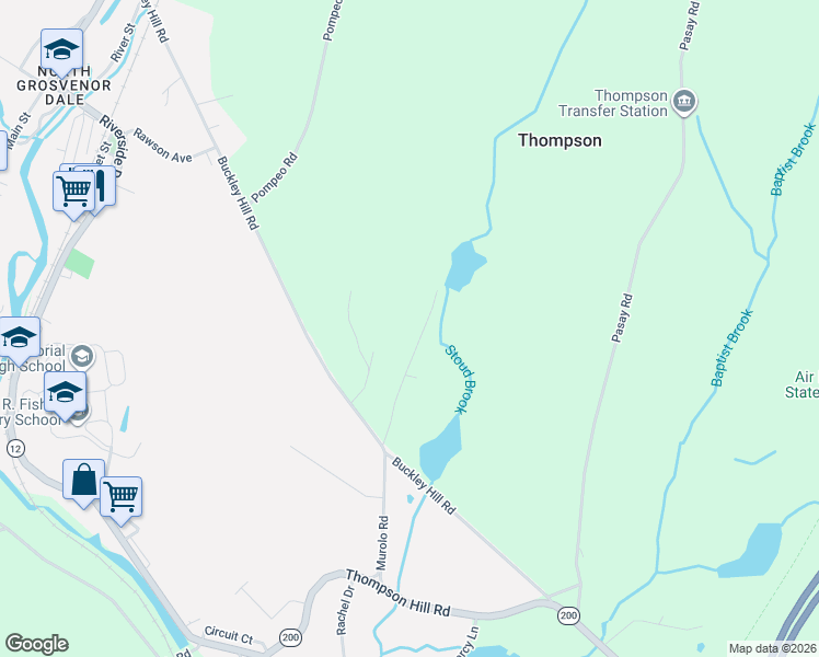 map of restaurants, bars, coffee shops, grocery stores, and more near 52 Valley Road in Thompson