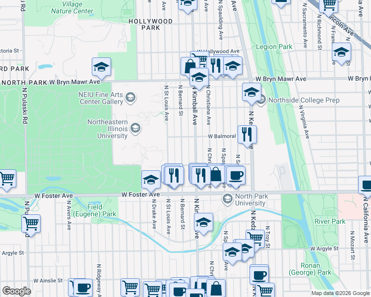 map of restaurants, bars, coffee shops, grocery stores, and more near in Chicago