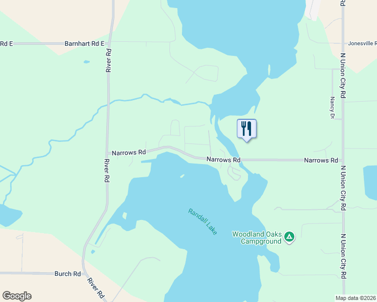 map of restaurants, bars, coffee shops, grocery stores, and more near 218 Narrows Road in Coldwater