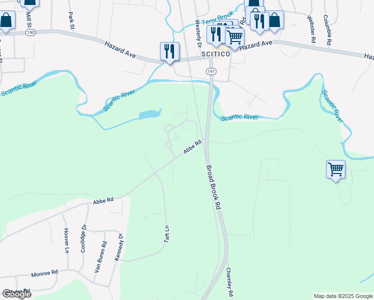 map of restaurants, bars, coffee shops, grocery stores, and more near 8 Abbe Rd in Enfield