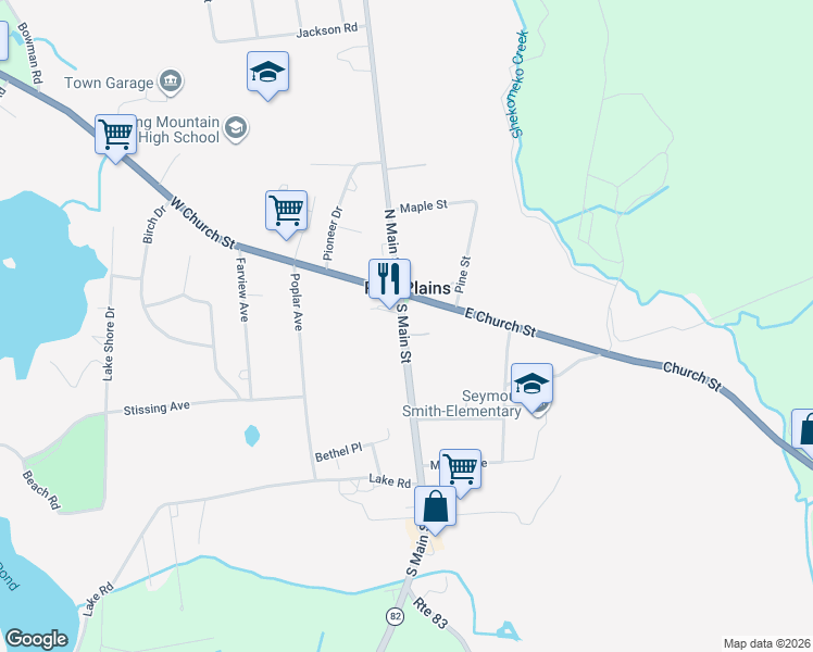 map of restaurants, bars, coffee shops, grocery stores, and more near 7798 South Main Street in Pine Plains
