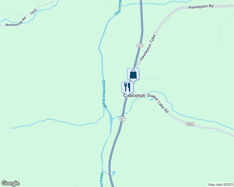 map of restaurants, bars, coffee shops, grocery stores, and more near 26615 Pennsylvania 267 in Friendsville
