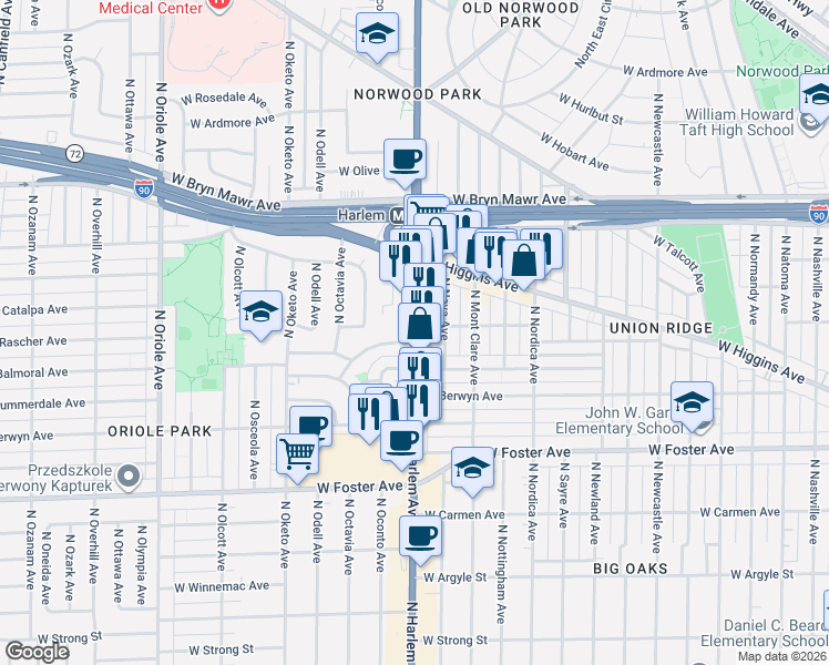 map of restaurants, bars, coffee shops, grocery stores, and more near in Chicago