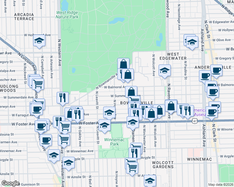 map of restaurants, bars, coffee shops, grocery stores, and more near in Chicago