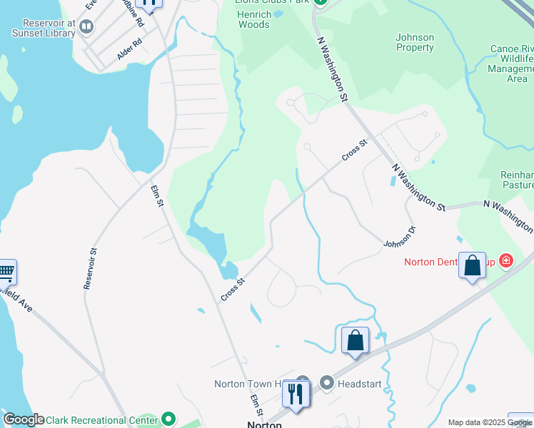 map of restaurants, bars, coffee shops, grocery stores, and more near 40 Cross Street in Norton