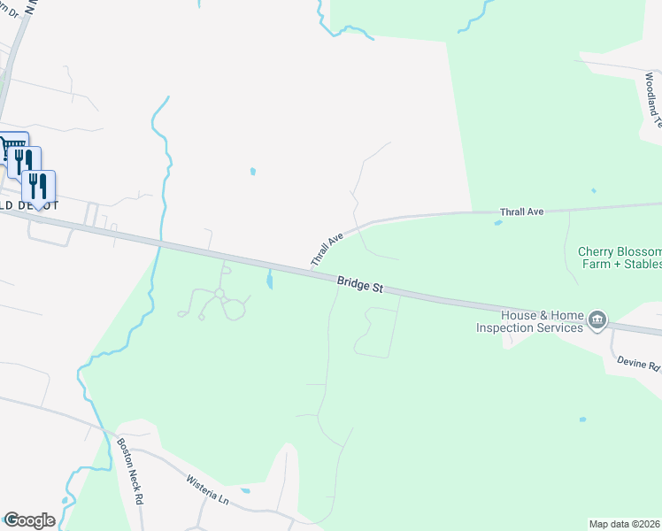 map of restaurants, bars, coffee shops, grocery stores, and more near 425 Thrall Avenue in Suffield