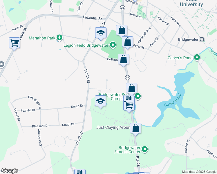 map of restaurants, bars, coffee shops, grocery stores, and more near 31 Willow Ridge Drive in Bridgewater