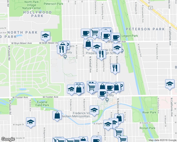 map of restaurants, bars, coffee shops, grocery stores, and more near in Chicago