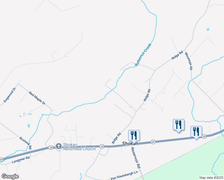 map of restaurants, bars, coffee shops, grocery stores, and more near 78 Private Road 1 in Shokan