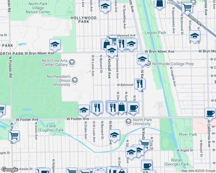 map of restaurants, bars, coffee shops, grocery stores, and more near in Chicago