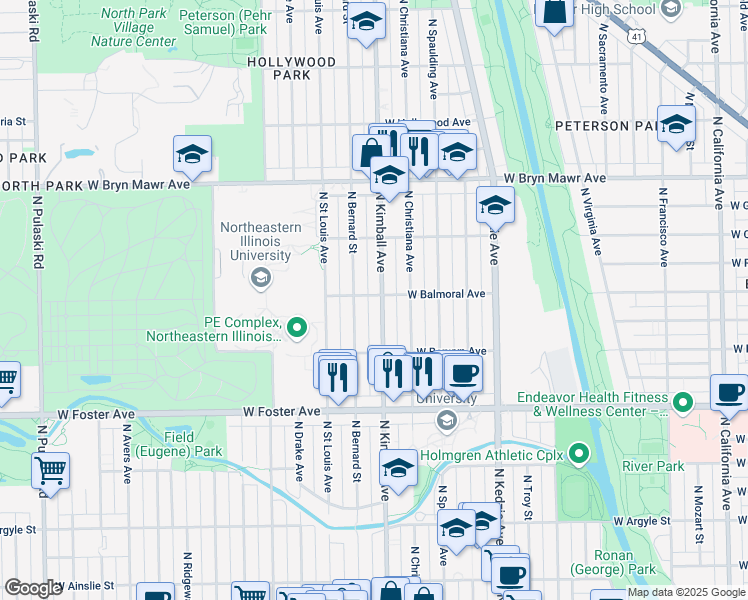 map of restaurants, bars, coffee shops, grocery stores, and more near in Chicago