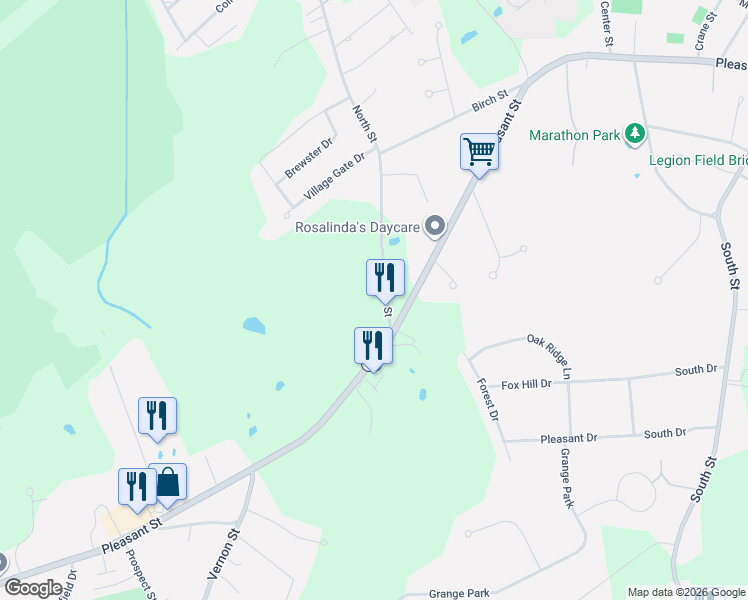 map of restaurants, bars, coffee shops, grocery stores, and more near 8 North Street in Bridgewater