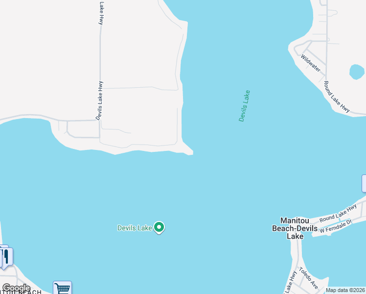 map of restaurants, bars, coffee shops, grocery stores, and more near 8696 Cherry Point Road in Manitou Beach-Devils Lake