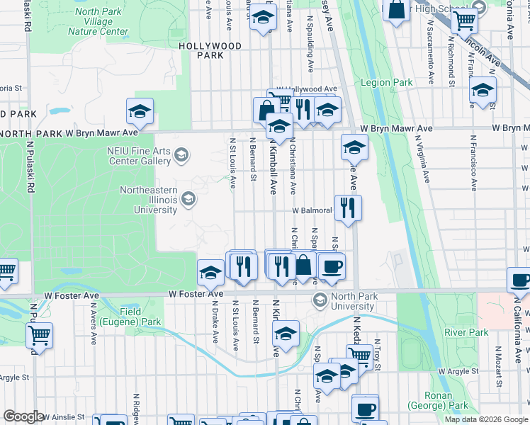 map of restaurants, bars, coffee shops, grocery stores, and more near in Chicago