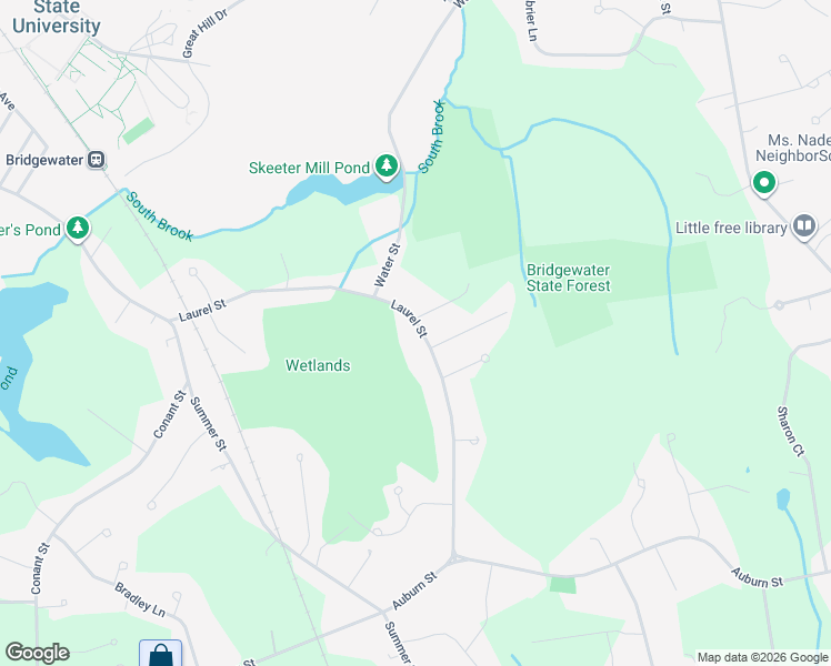 map of restaurants, bars, coffee shops, grocery stores, and more near 279 Laurel Street in Bridgewater