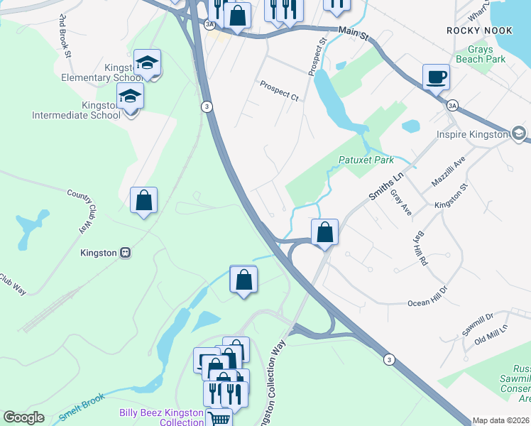 map of restaurants, bars, coffee shops, grocery stores, and more near 23 Schofield Road in Kingston