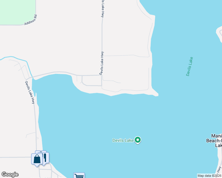 map of restaurants, bars, coffee shops, grocery stores, and more near 8918 Cherry Point Road in Manitou Beach-Devils Lake