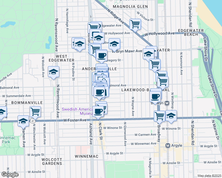 map of restaurants, bars, coffee shops, grocery stores, and more near 1466 West Summerdale Avenue in Chicago