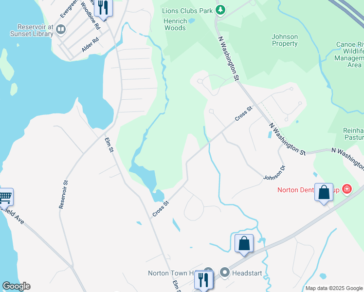 map of restaurants, bars, coffee shops, grocery stores, and more near 40 Cross Street in Norton