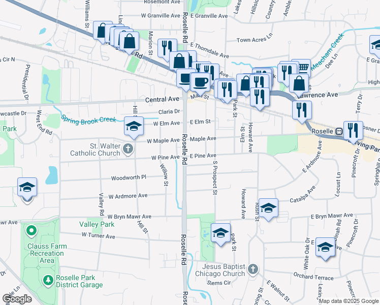 map of restaurants, bars, coffee shops, grocery stores, and more near 139 County Road 4 in Roselle