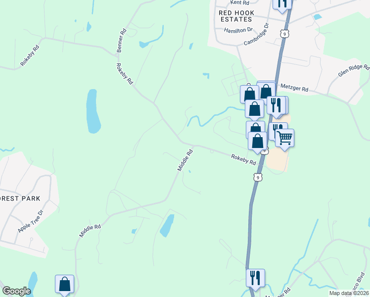 map of restaurants, bars, coffee shops, grocery stores, and more near 75 Rokeby Road in Red Hook