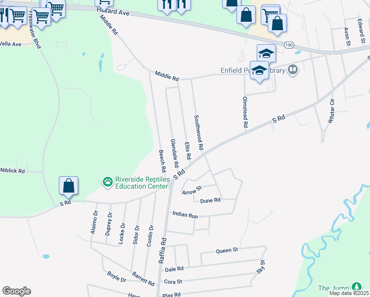 map of restaurants, bars, coffee shops, grocery stores, and more near 7 Ellis Road in Enfield