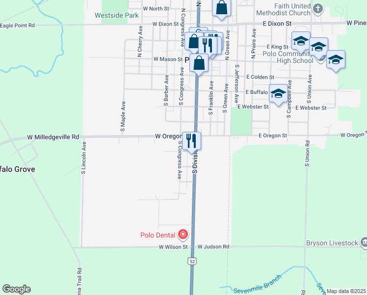 map of restaurants, bars, coffee shops, grocery stores, and more near 612 South Congress Avenue in Polo